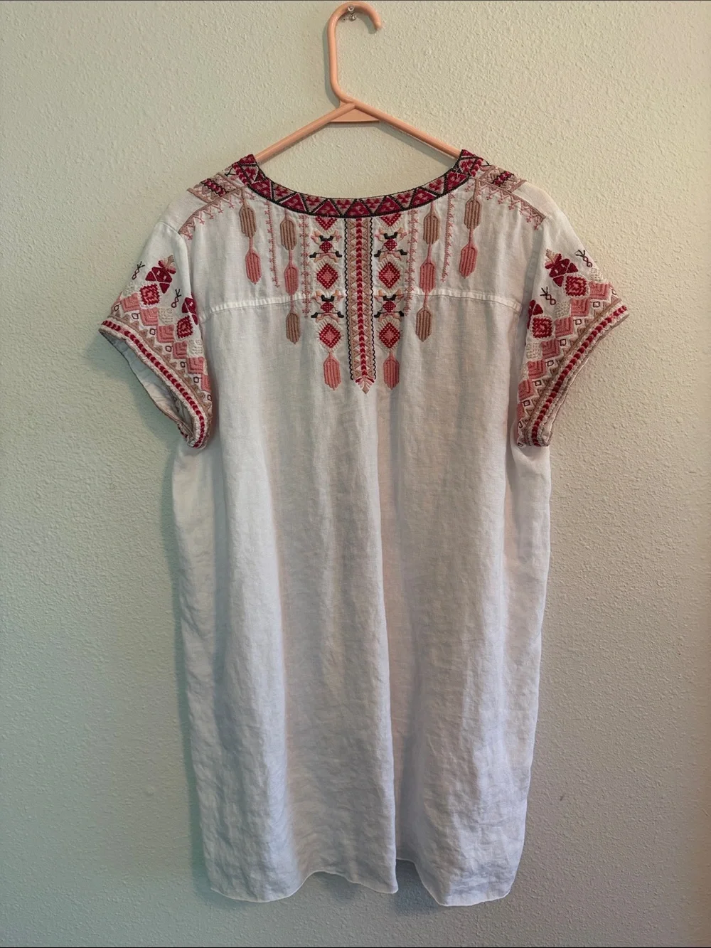 White Embroidered V-Neck Boho Tunic Johnny Was size large - Picture 3 of 4